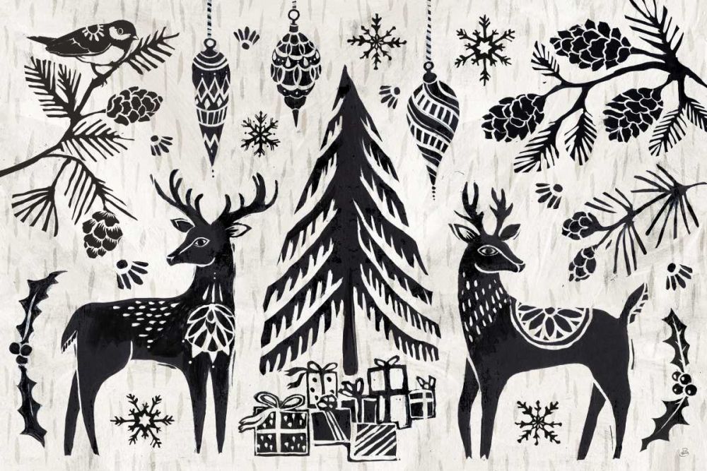 Woodcut Christmas I art print by Daphne Brissonnet for $57.95 CAD