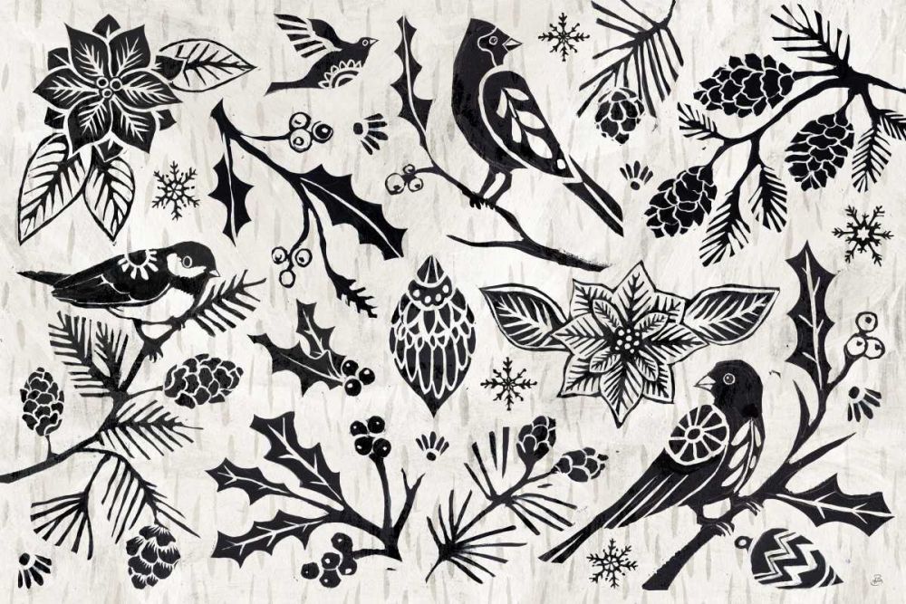 Woodcut Christmas II art print by Daphne Brissonnet for $57.95 CAD