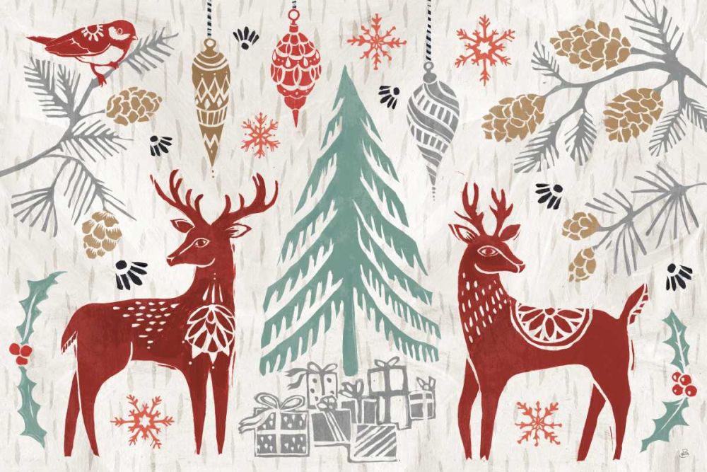 Woodcut Christmas I Color art print by Daphne Brissonnet for $57.95 CAD