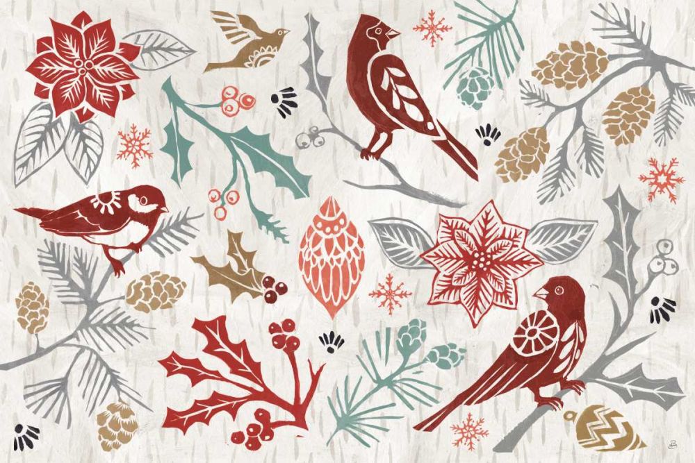 Woodcut Christmas II Color art print by Daphne Brissonnet for $57.95 CAD