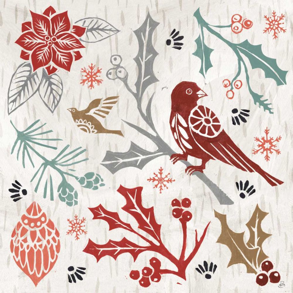 Woodcut Christmas IV Color art print by Daphne Brissonnet for $57.95 CAD