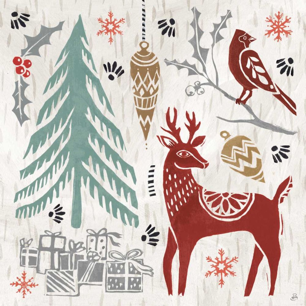 Woodcut Christmas V Color art print by Daphne Brissonnet for $57.95 CAD