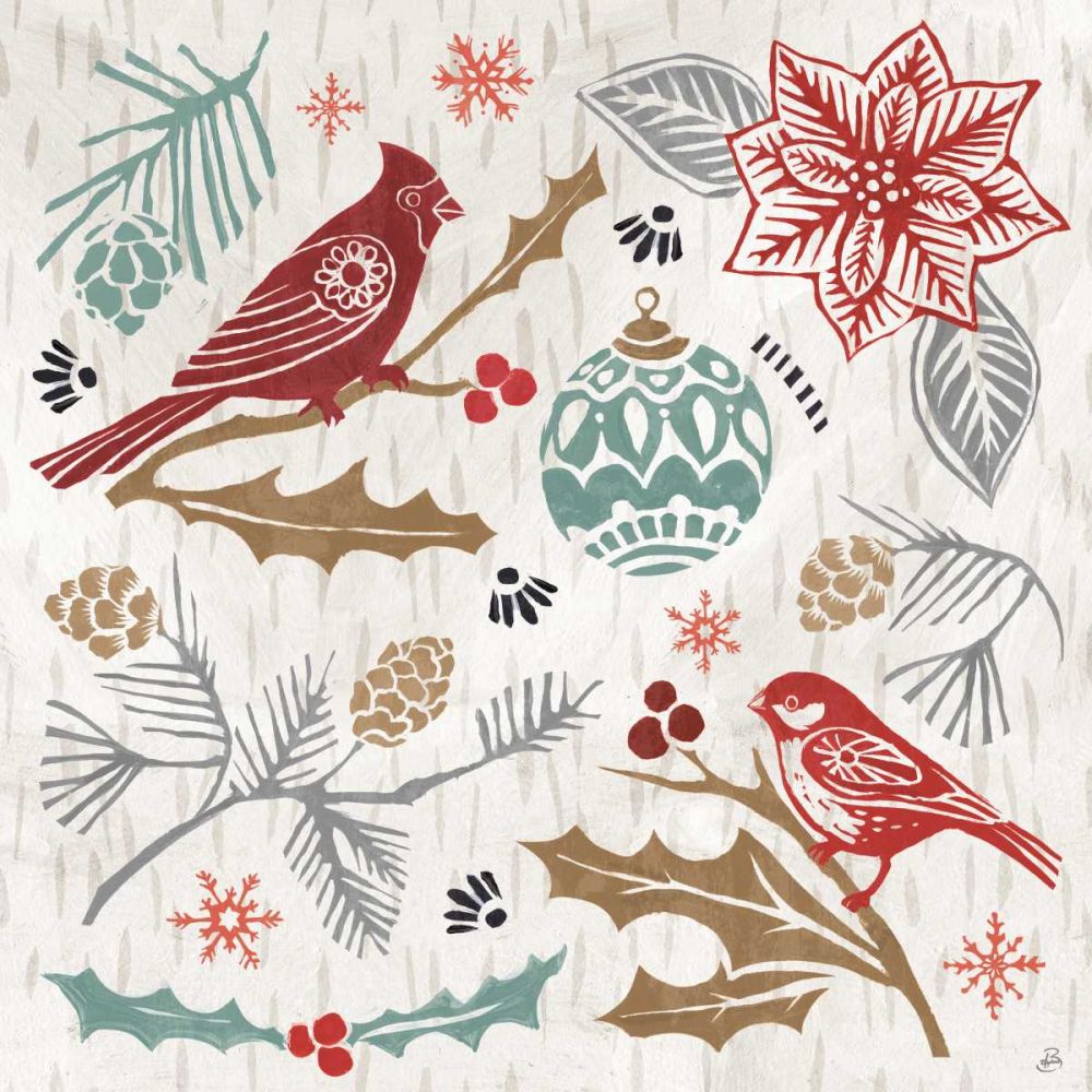 Woodcut Christmas VI Color art print by Daphne Brissonnet for $57.95 CAD