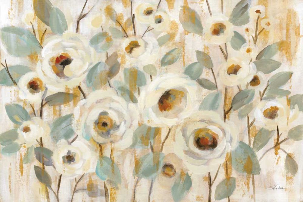 White Gold and Sage Floral art print by Silvia Vassileva for $57.95 CAD