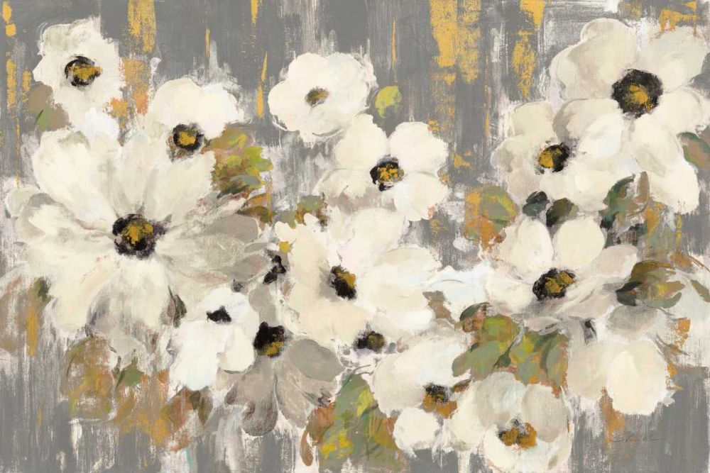 White and Green Bloom Gray art print by Silvia Vassileva for $57.95 CAD