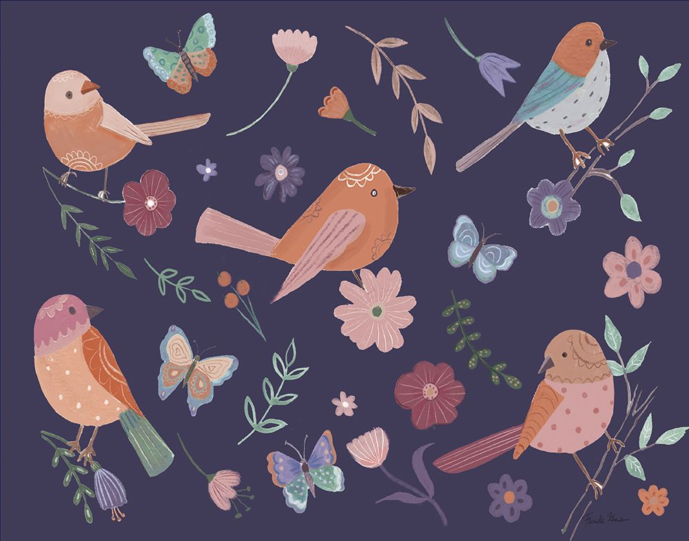 Royal Birds I Purple art print by Farida Zaman for $57.95 CAD
