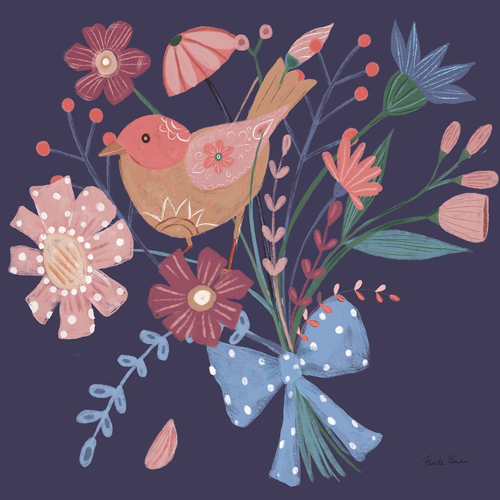 Royal Birds V Purple art print by Farida Zaman for $57.95 CAD