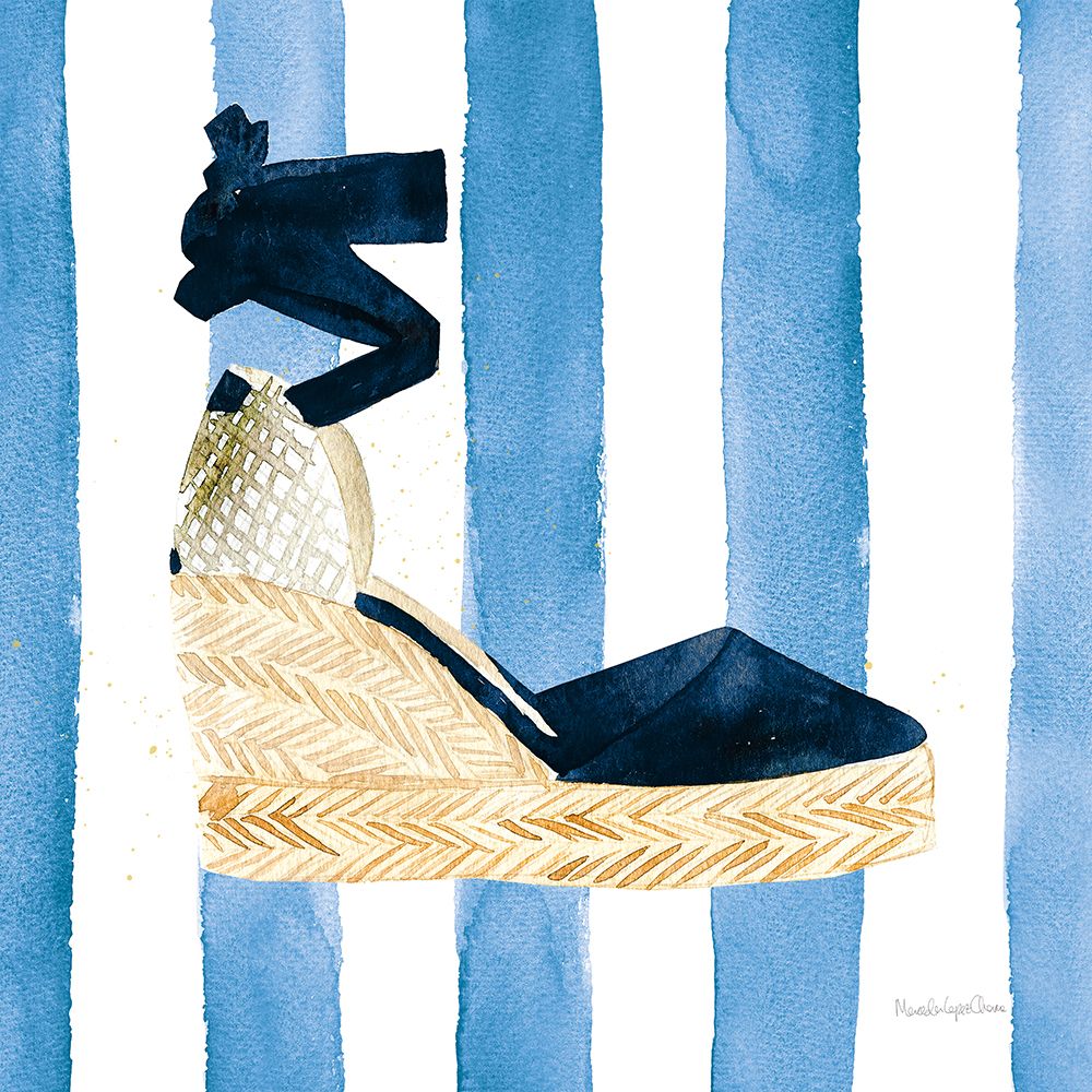 Beach Glam VI Navy on Stripes art print by Mercedes Lopez Charro for $57.95 CAD