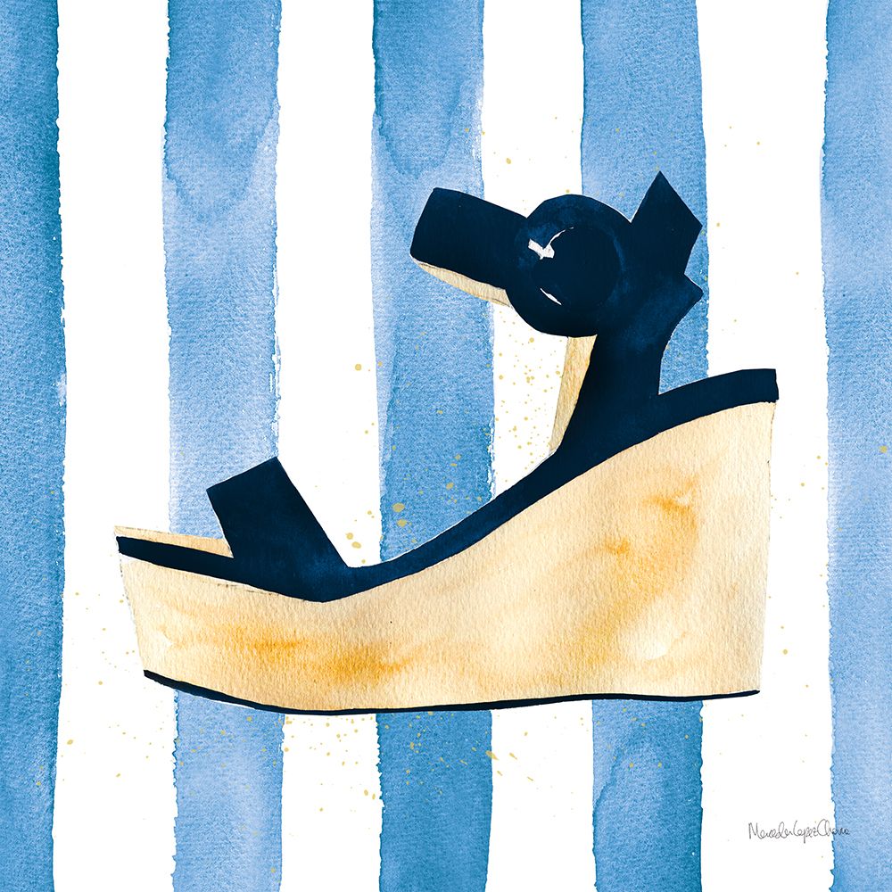 Beach Glam VII v2 Navy on Stripes art print by Mercedes Lopez Charro for $57.95 CAD