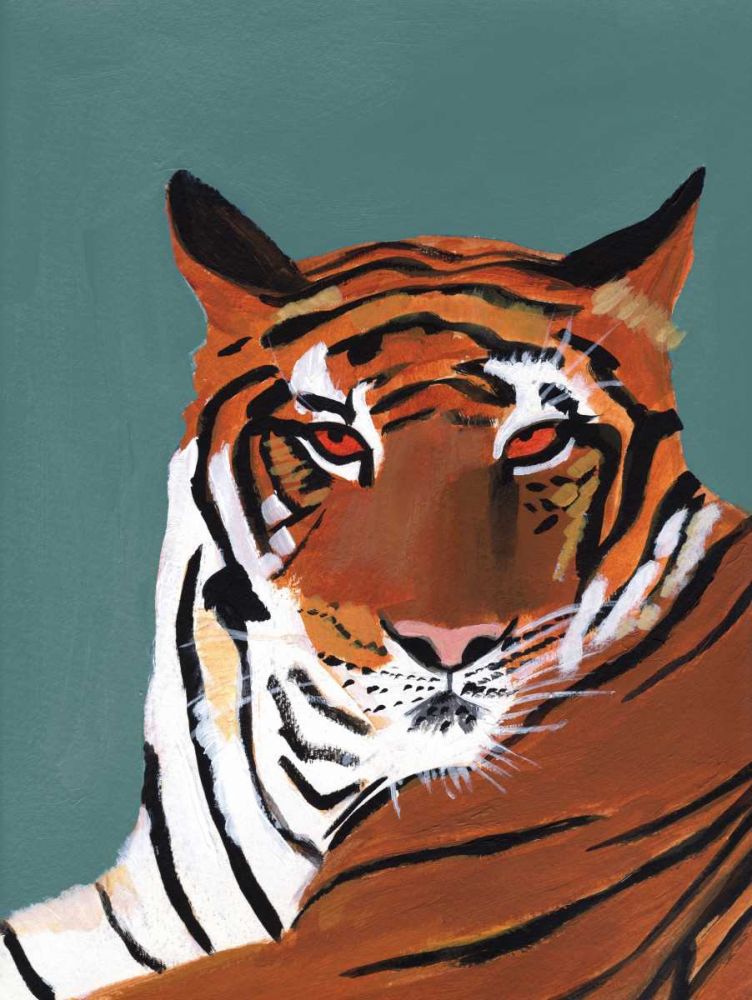 Colorful Tiger on Teal art print by Pamela Munger for $57.95 CAD