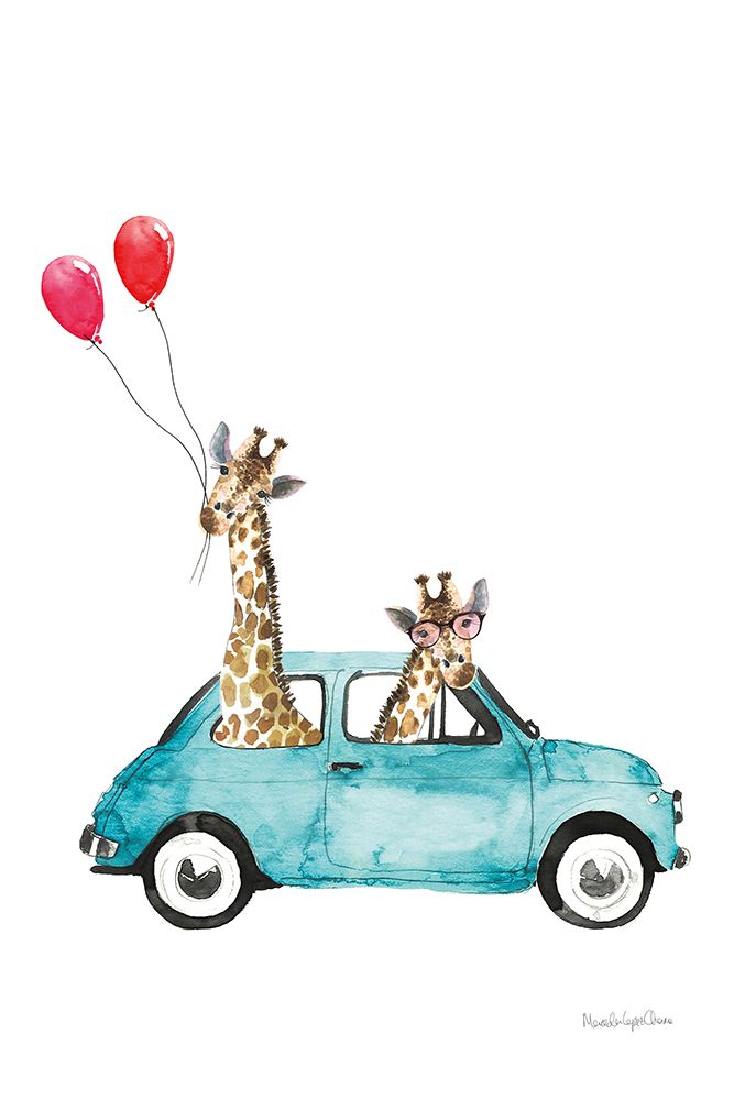 Giraffe Joy Ride III art print by Mercedes Lopez Charro for $57.95 CAD