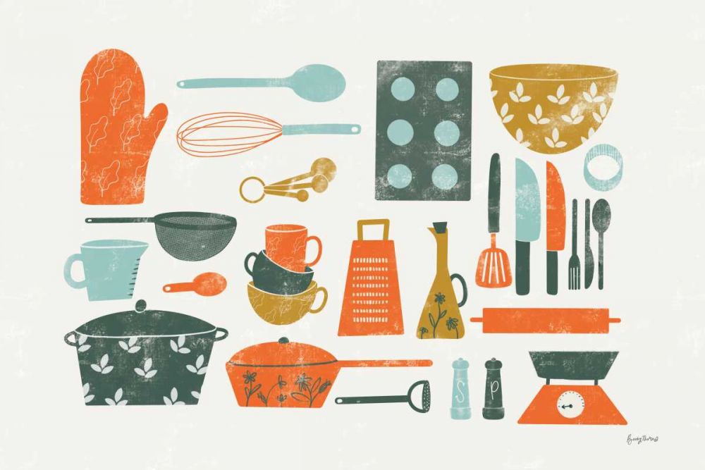 Retro Kitchen I art print by Becky Thorns for $57.95 CAD
