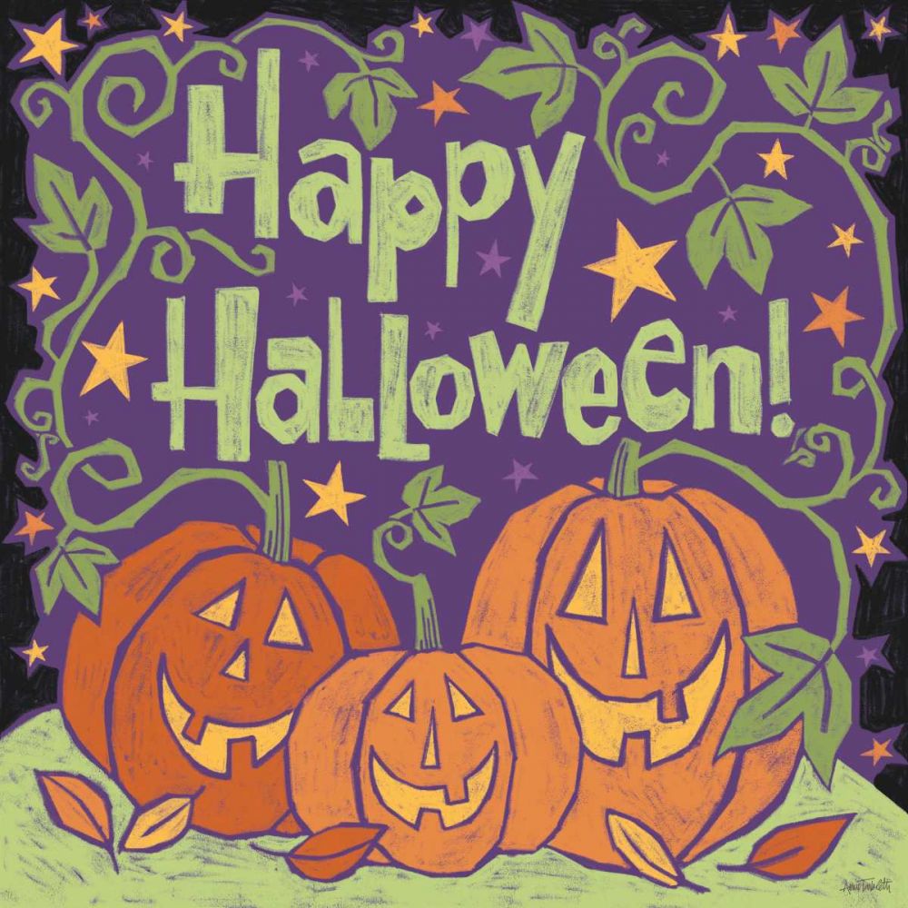 Three Halloween Pumpkins I art print by Anne Tavoletti for $57.95 CAD