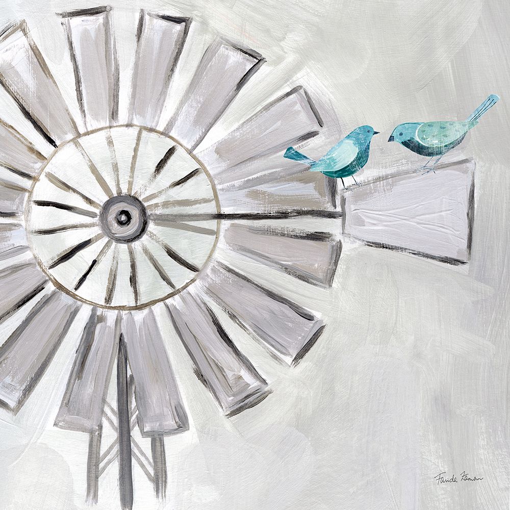 Farmhouse Windmill with Birds art print by Farida Zaman for $57.95 CAD