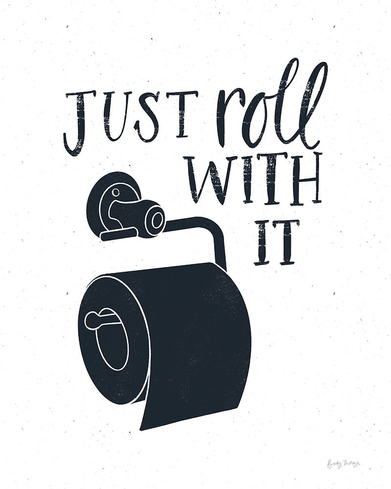 Bathroom Puns V Dark Blue art print by Becky Thorns for $57.95 CAD