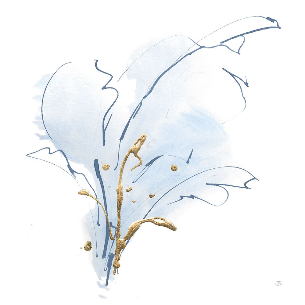 Blue and Gold Floral III art print by Chris Paschke for $57.95 CAD