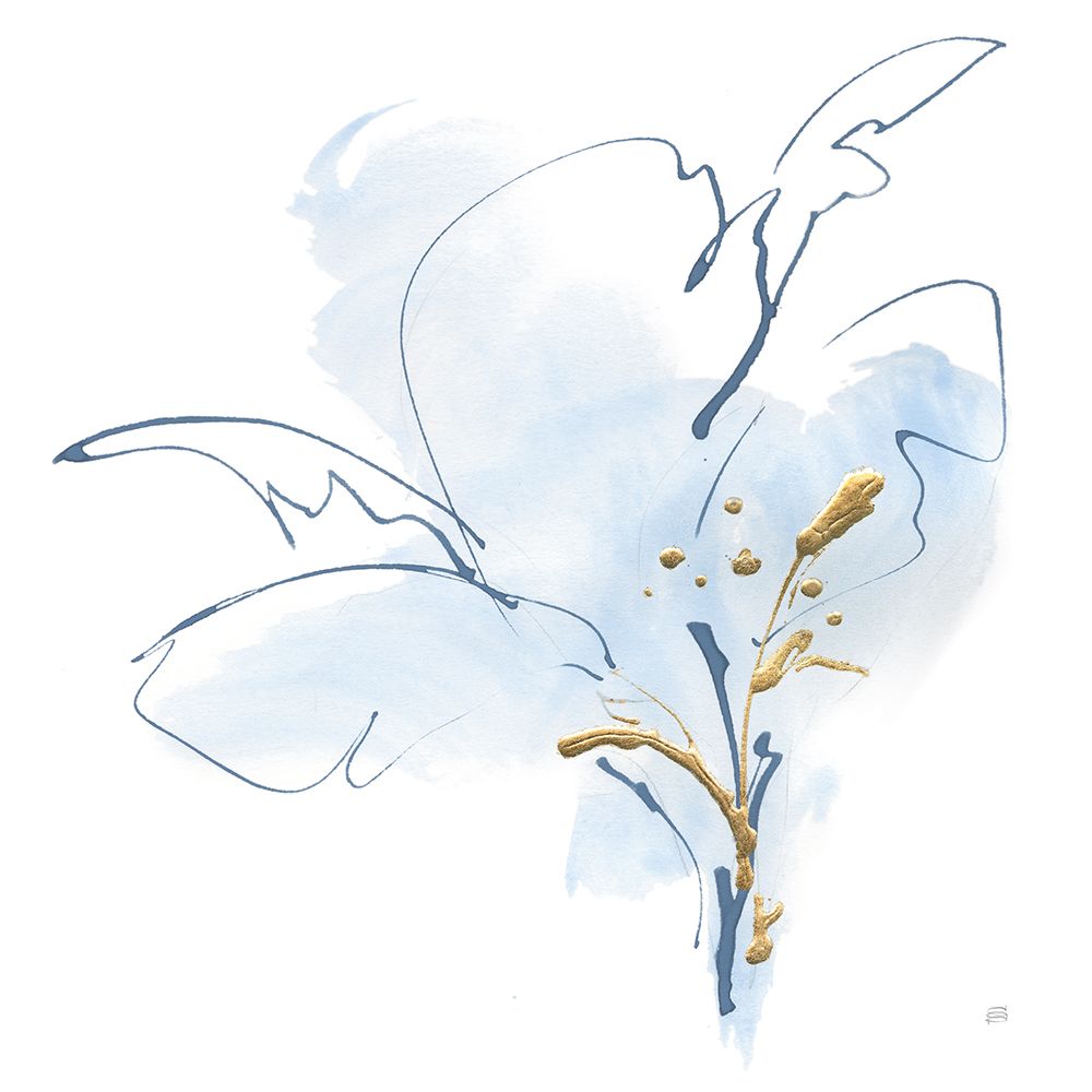 Blue and Gold Floral IV art print by Chris Paschke for $57.95 CAD