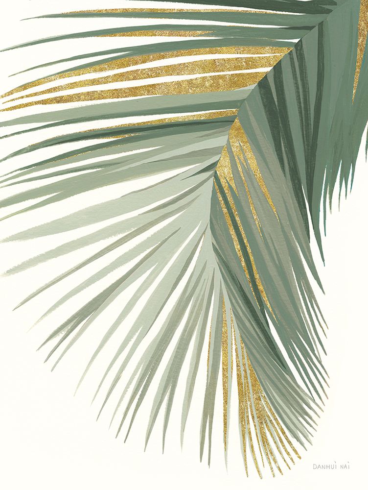 Retro Big Leaf II Reversed Green Gold art print by Danhui Nai for $57.95 CAD