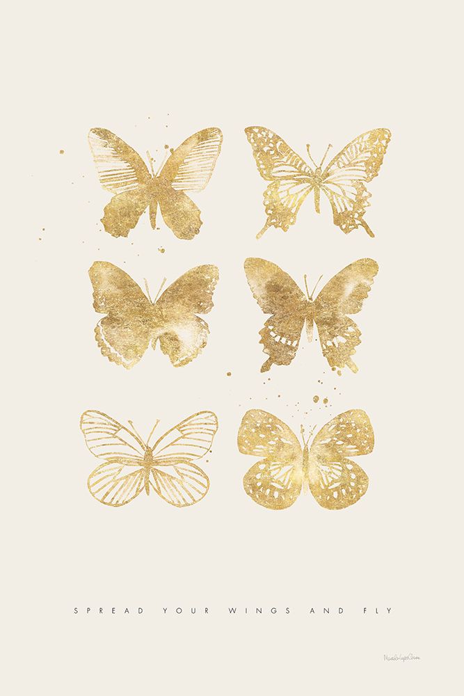 Six Gold Butterflies art print by Mercedes Lopez Charro for $57.95 CAD