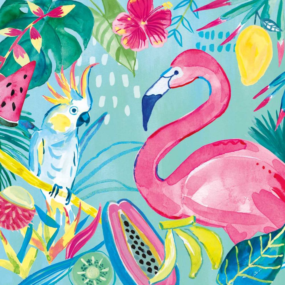 Fruity Flamingos III art print by Farida Zaman for $57.95 CAD