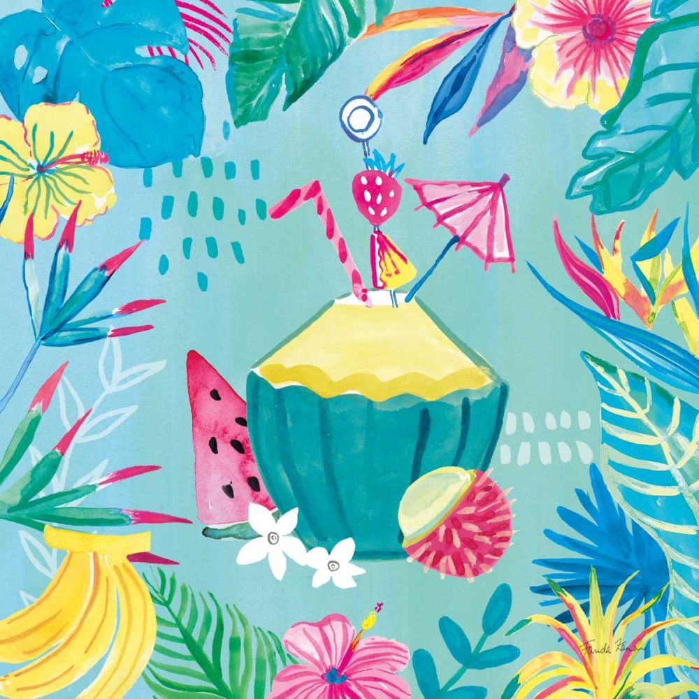 Fruity Flamingos VI art print by Farida Zaman for $57.95 CAD