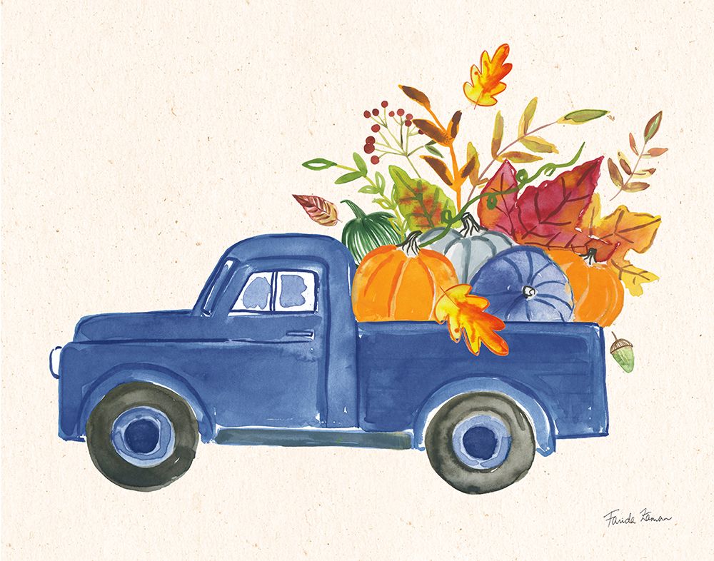 Autumn Harvest II Navy art print by Farida Zaman for $57.95 CAD
