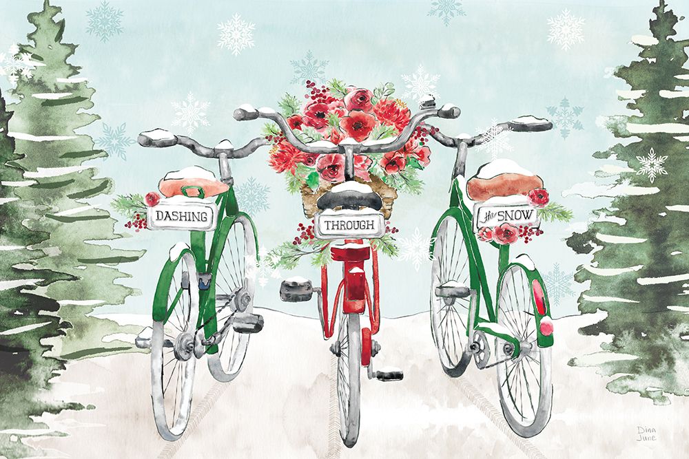 Holiday Ride I Red and Green art print by Dina June for $57.95 CAD