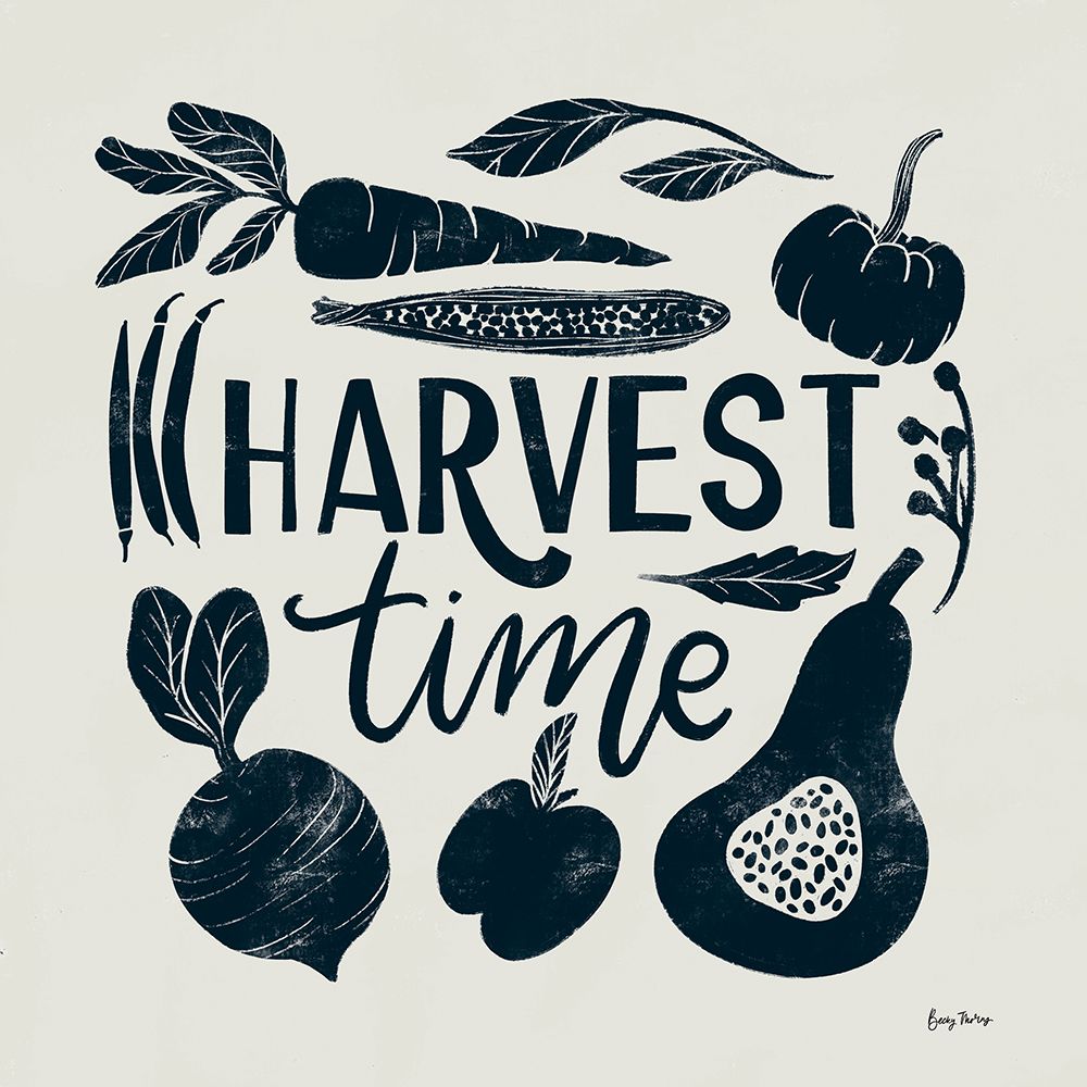 Harvest Lettering I Blue art print by Becky Thorns for $57.95 CAD