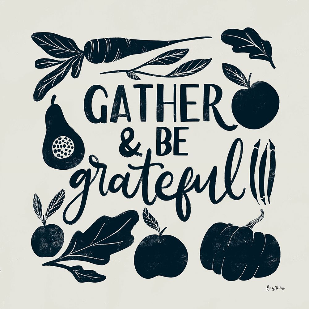 Harvest Lettering III Blue art print by Becky Thorns for $57.95 CAD