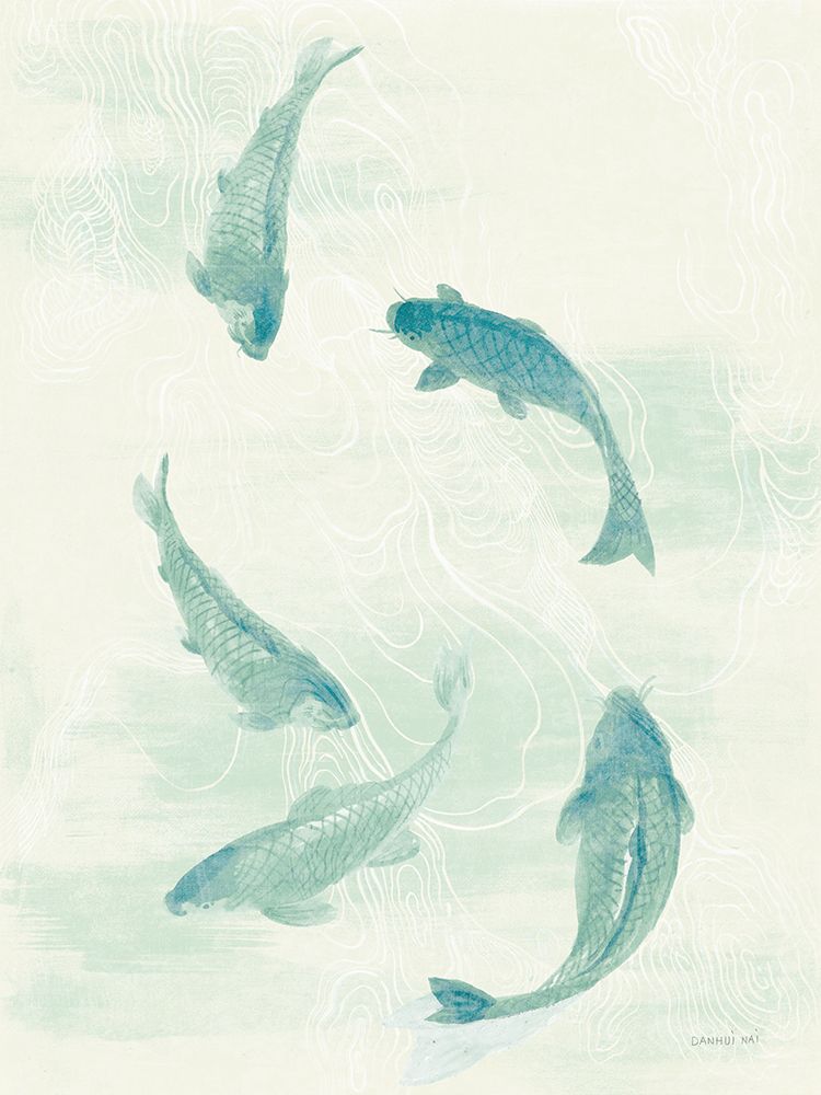 Celadon Koi I art print by Danhui Nai for $57.95 CAD
