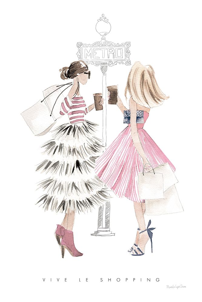 Paris Girlfriends II Pastel art print by Mercedes Lopez Charro for $57.95 CAD