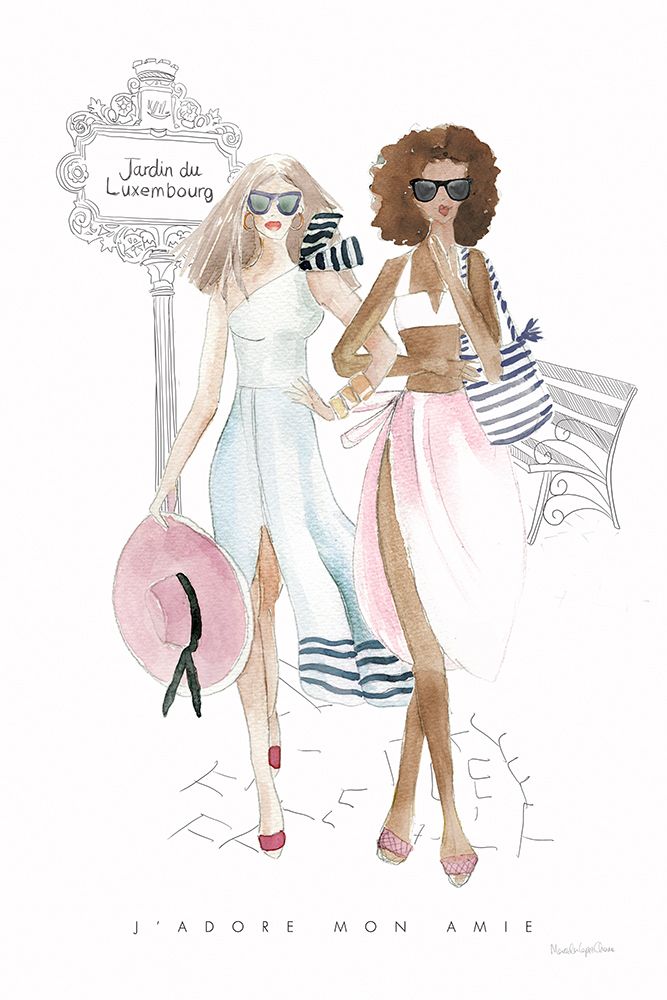 Paris Girlfriends IV Pastel art print by Mercedes Lopez Charro for $57.95 CAD