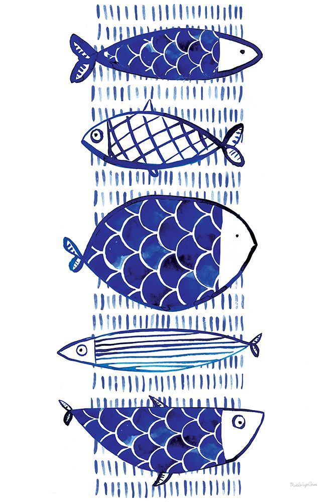 Blue Fish I art print by Mercedes Lopez Charro for $57.95 CAD