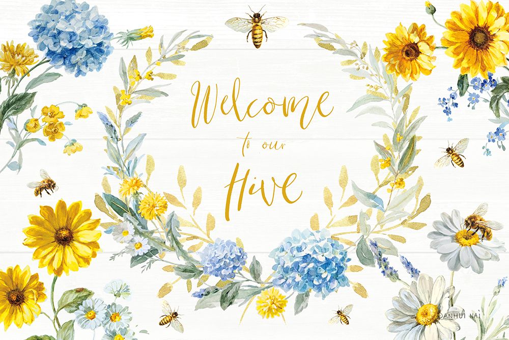 Bees and Blooms Flowers I art print by Danhui Nai for $57.95 CAD