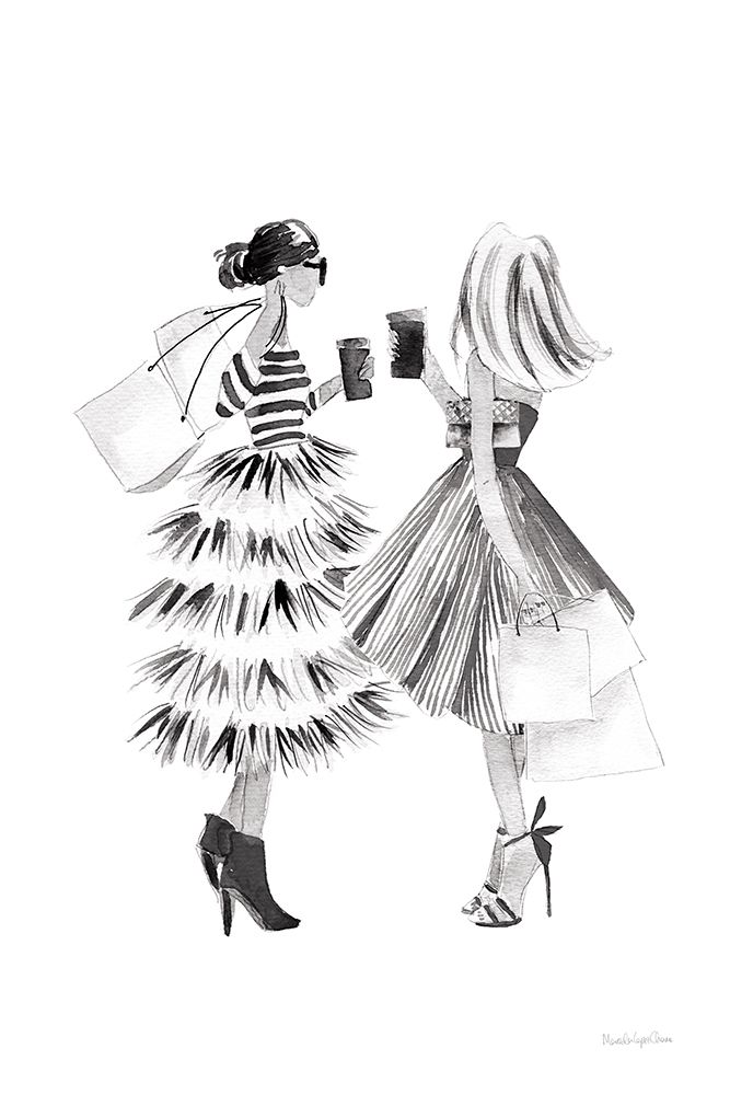 Paris Girlfriends II BW art print by Mercedes Lopez Charro for $57.95 CAD