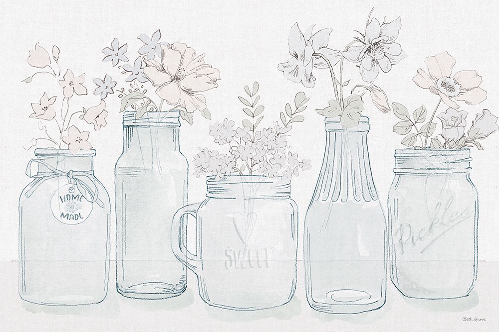 Peaceful Petals I Blue Gray art print by Beth Grove for $57.95 CAD