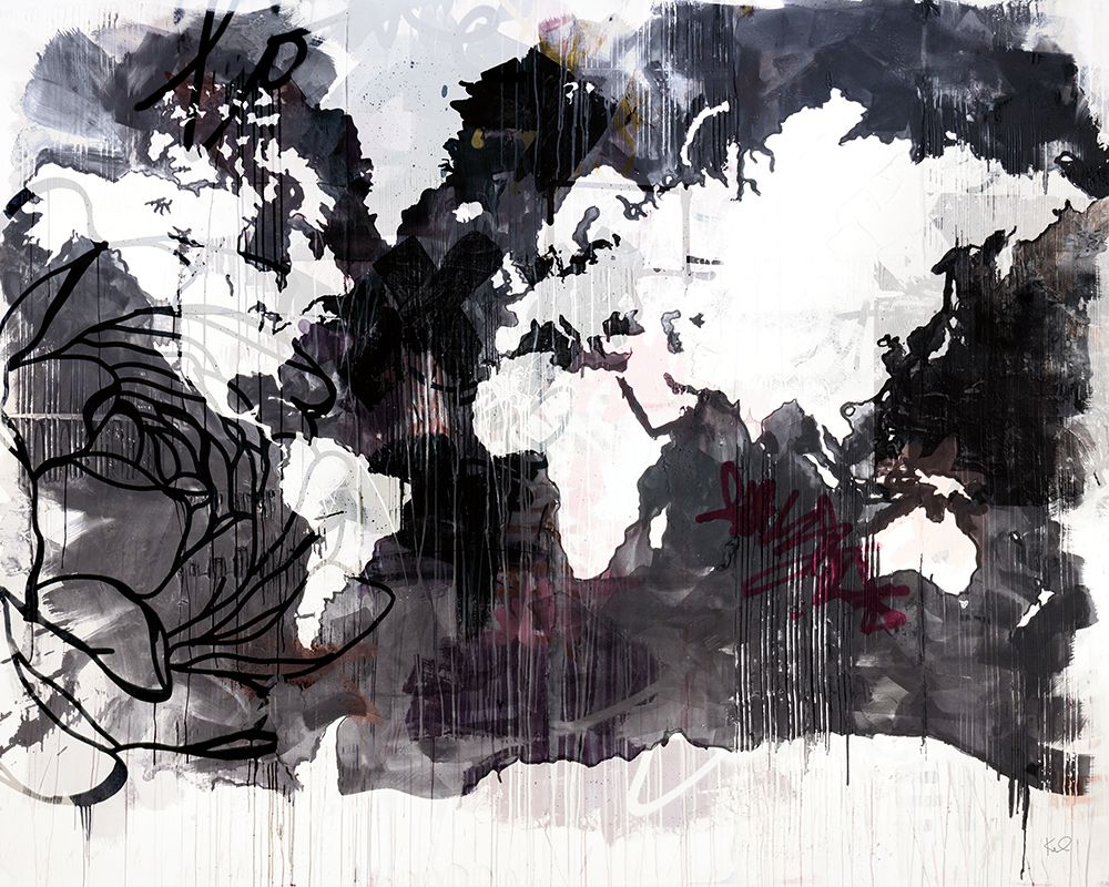 Floral Graffiti World Map art print by Kent Youngstrom for $57.95 CAD