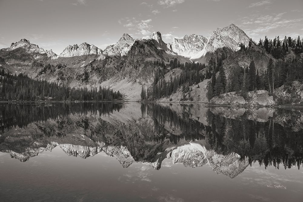 Alice Lake Sawtooth Mountains Idaho BW art print by Alan Majchrowicz for $57.95 CAD