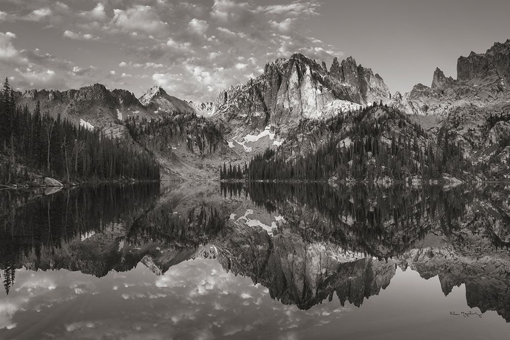 Baron Lake Monte Verita Peak Sawtooh Mountains II BW art print by Alan Majchrowicz for $57.95 CAD