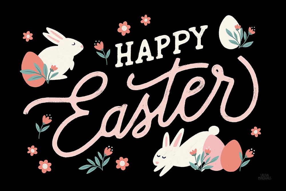 Bunny Kisses I Black art print by Laura Marshall for $57.95 CAD