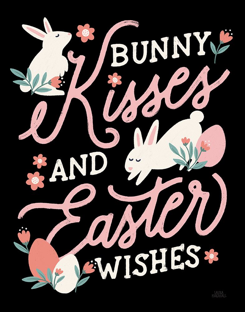 Bunny Kisses II Black art print by Laura Marshall for $57.95 CAD
