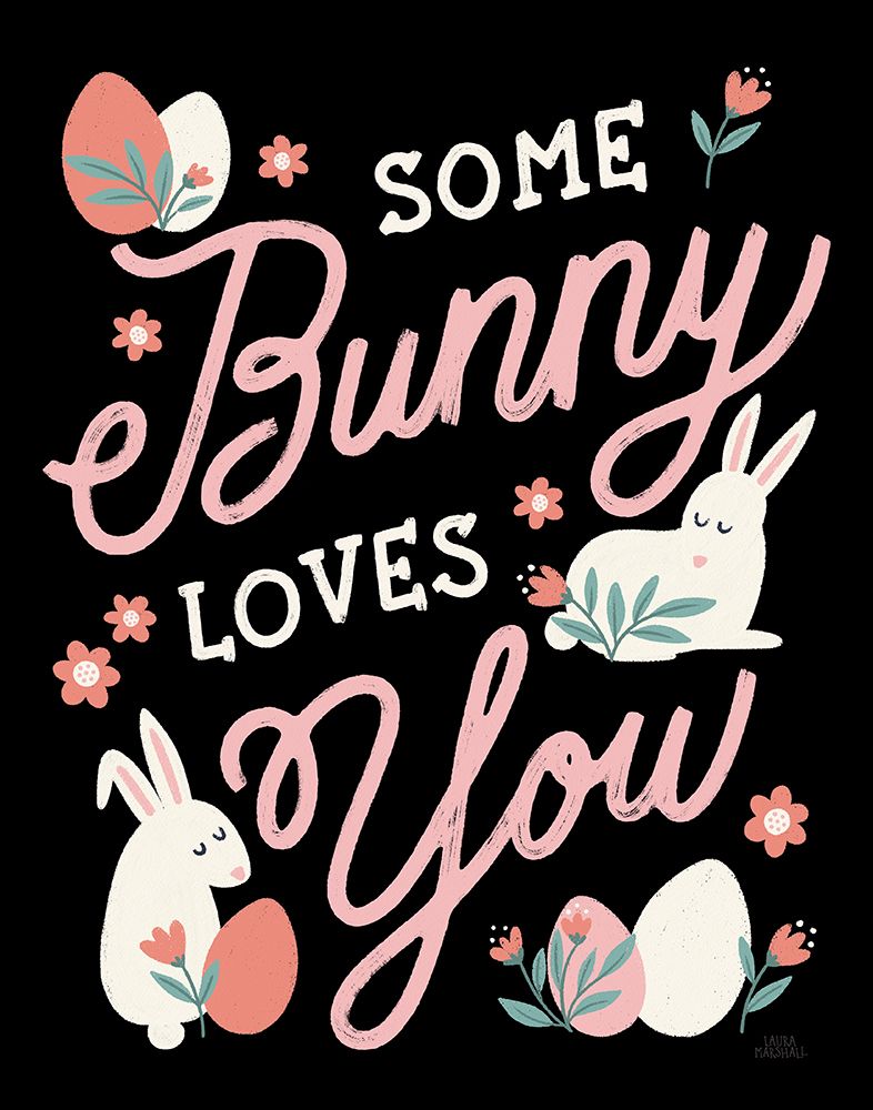 Bunny Kisses III Black art print by Laura Marshall for $57.95 CAD