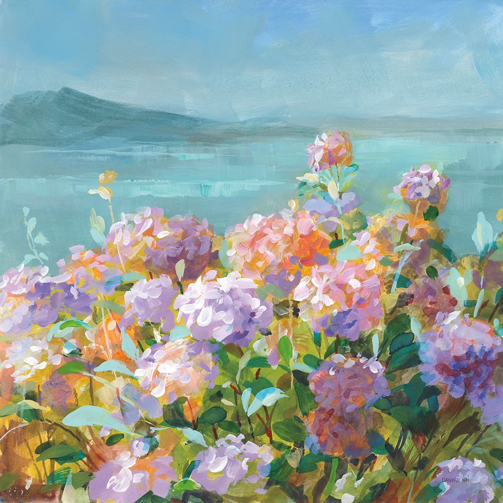 Beach Hydrangeas art print by Danhui Nai for $57.95 CAD