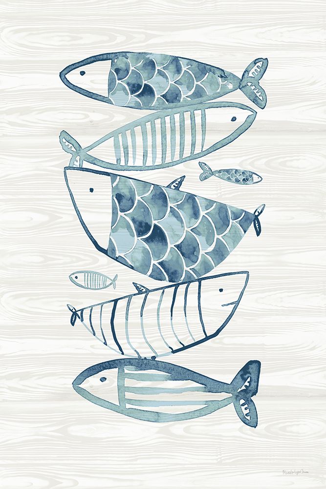 Driftwood Blue Fish II art print by Mercedes Lopez Charro for $57.95 CAD