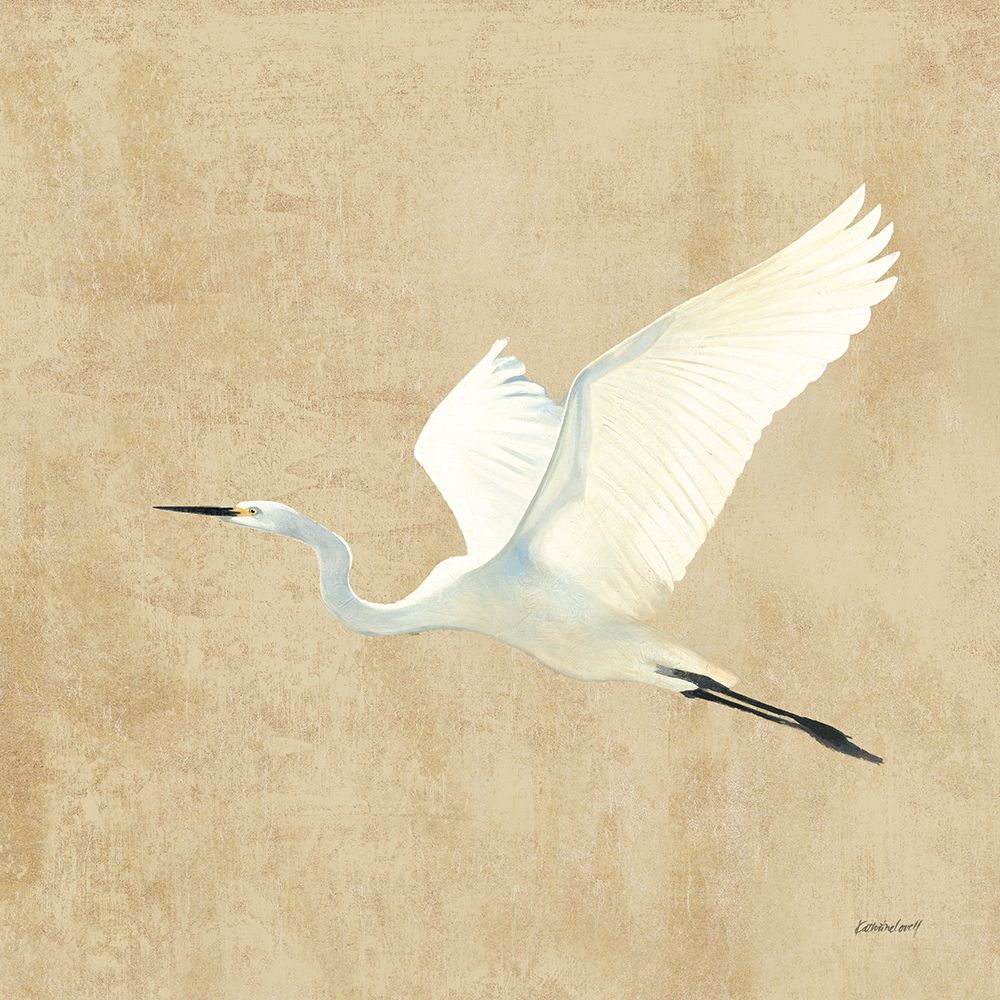 Egret Alighting II Flipped Neutral No Grass art print by Kathrine Lovell for $57.95 CAD