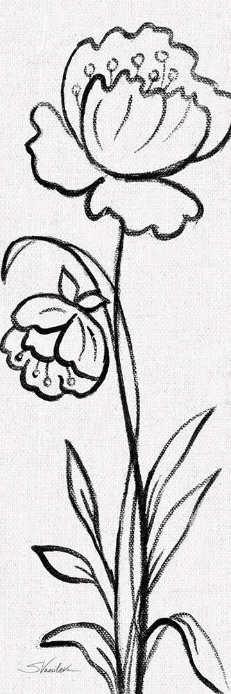Black and White Floral II Linen art print by Silvia Vassileva for $57.95 CAD
