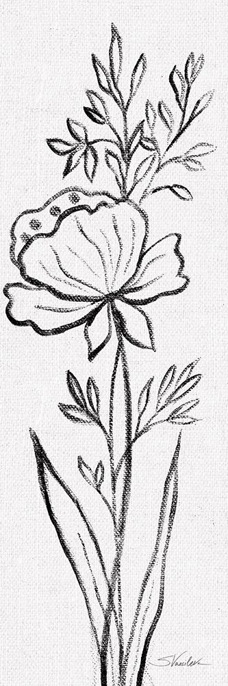 Black and White Floral III Linen art print by Silvia Vassileva for $57.95 CAD