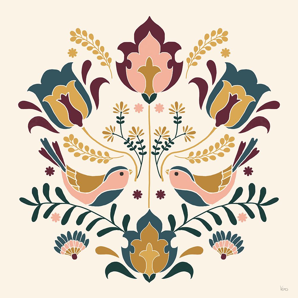 Folk Floral III Green art print by Veronique Charron for $57.95 CAD