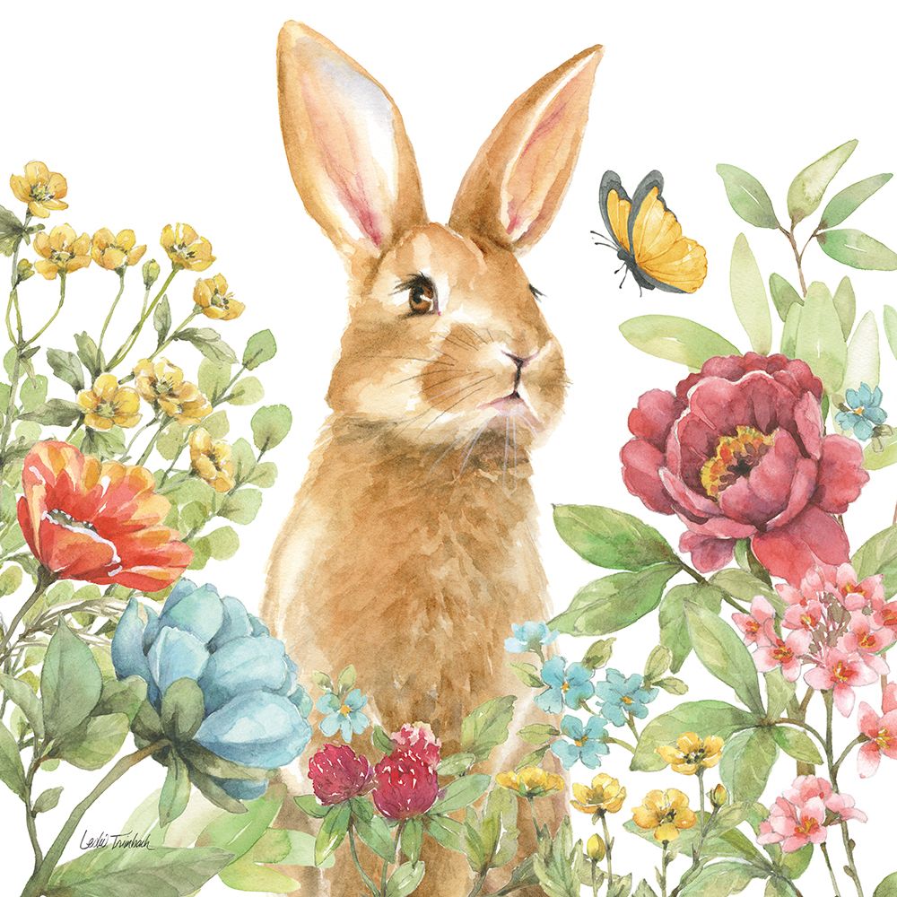 Garden Bunnies IV art print by Leslie Trimbach for $57.95 CAD