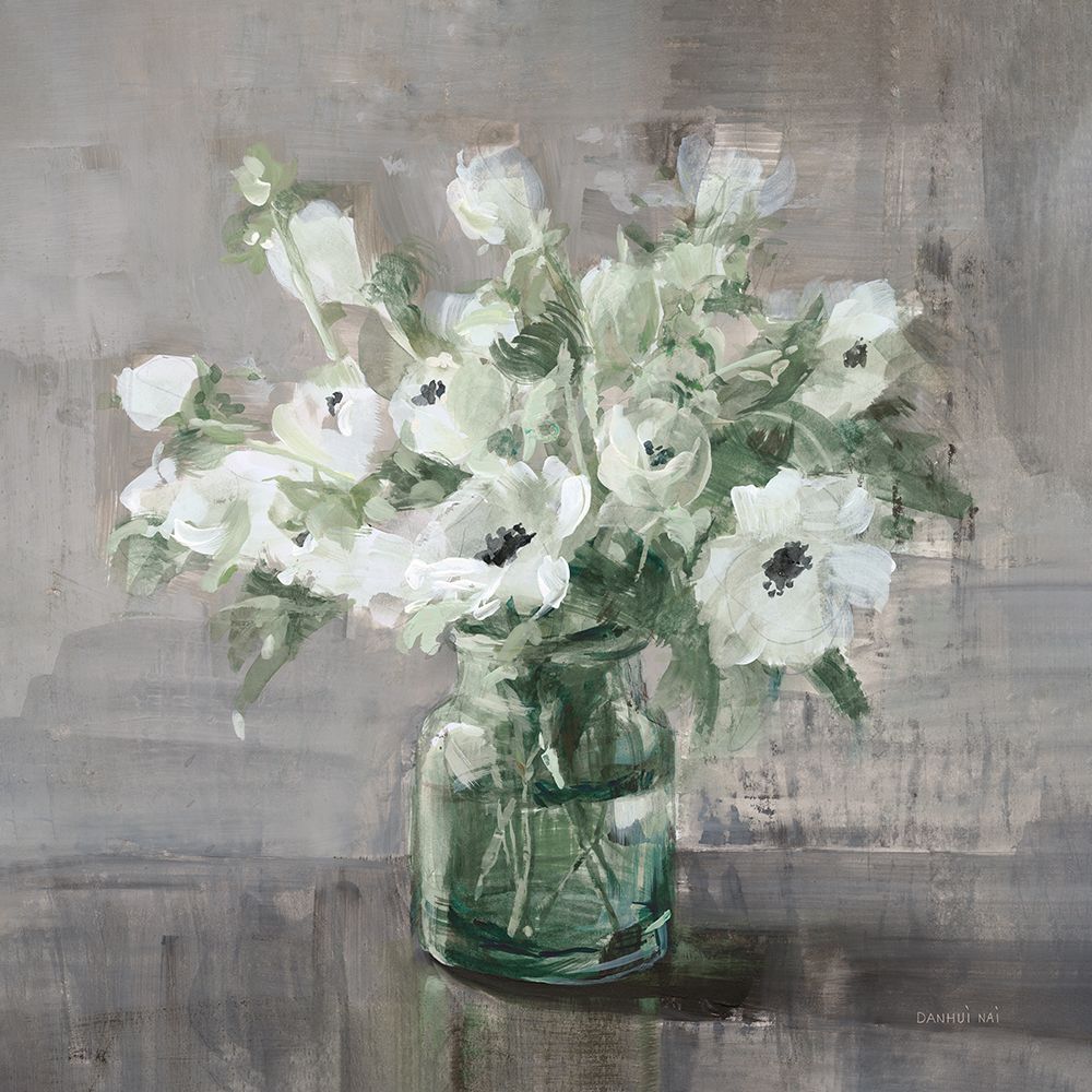Fresh Anemones Sage Border art print by Danhui Nai for $57.95 CAD